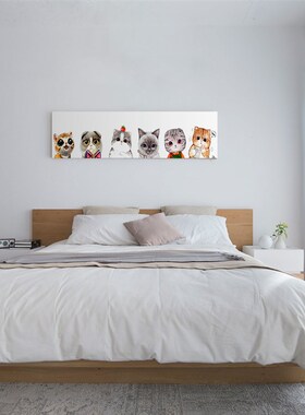 1968北欧儿童卧室装饰画可爱卡通猫咪床头鹿挂画insY风小清新壁画