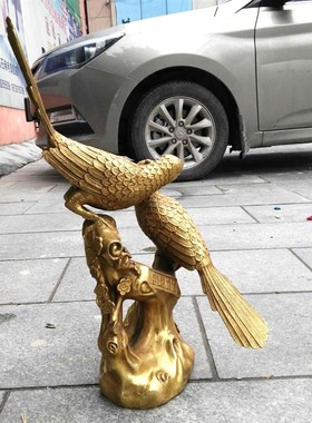 纯铜喜鹊摆件 喜上眉梢 招财家z居装饰品铜器工艺品 双喜临门 大