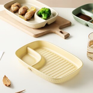 德国分格餐e盘陶瓷一人食三格儿童211餐具家用减脂早餐定量分隔盘