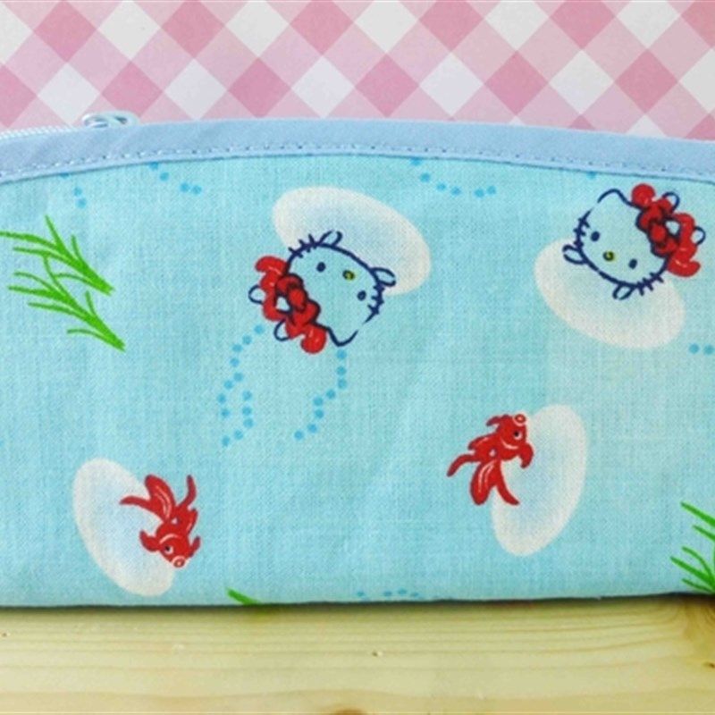 Hello Kitty 凯蒂猫~化妆包/笔袋-扁N平化妆包-和风蓝(长)