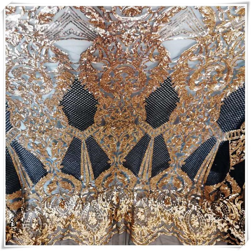 古典花型金色亮片料 多色 新娘婚纱礼服服装面料 DIYY新款整米价