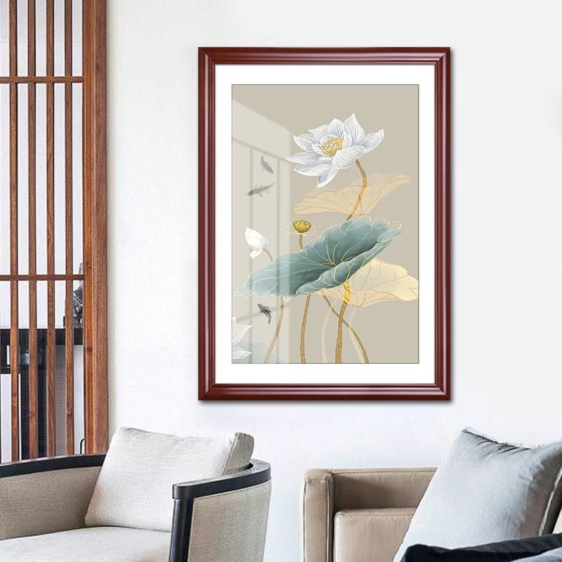 电表箱装饰画新中式九鱼图竖版遮挡配电箱家用大尺寸挂画2021新款图片