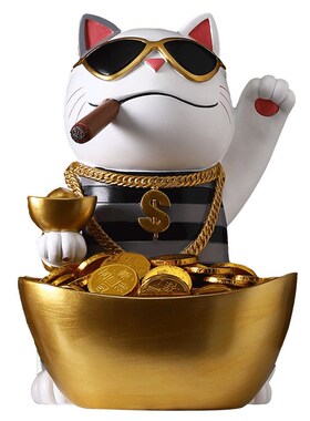 创意北欧招财猫摆件玄关钥t匙收纳客厅桌面装饰店铺收银台开业新