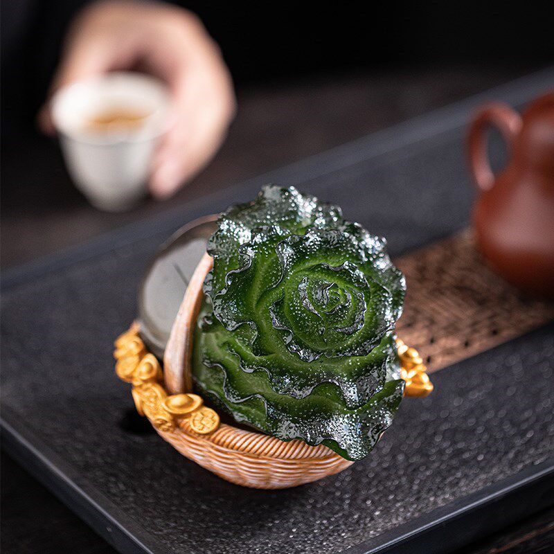 记今朝百财d如意白菜变色茶宠摆件精品茶盘茶桌办公桌装饰茶玩
