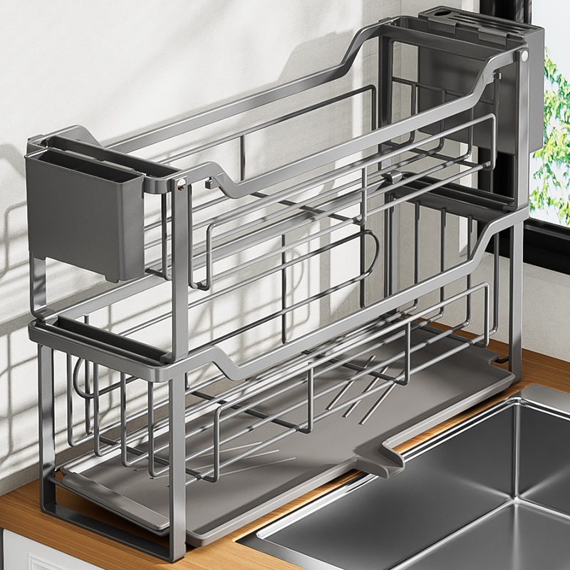 厨房夹缝隙碗碟置物架极超窄款碗盘筷沥水篮水Q槽边多功能收纳碗
