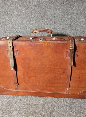 国产老式大号旧皮箱老提箱行李箱怀旧老物件M收藏摆件店面装饰道