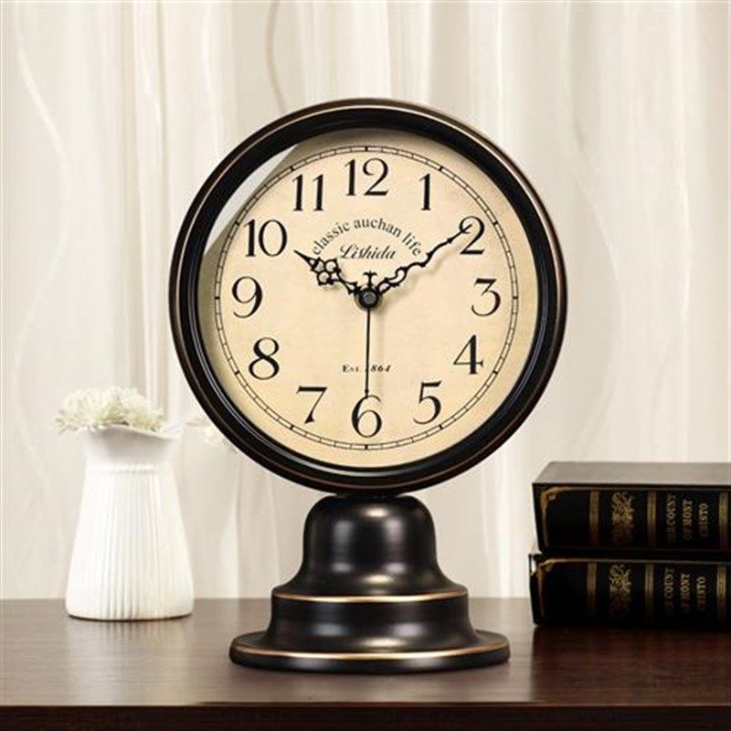 美式覆古静音座钟家用客厅卧室桌面台式钟表创意S高端摆件摆放时,家居饰品,座钟,淘宝优惠券,粉丝福利购,淘宝优惠卷