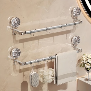 高端浴室卫生间毛巾挂钩架免打孔强力吸盘式毛巾置物架可伸缩家用
