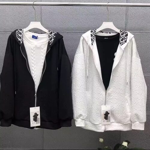 春秋立体印压工艺连帽外套男女百搭开衫拉链情侣夹克潮学生情侣装
