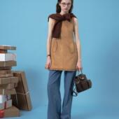 demi 圆领A字花边连衣裙 复古麂皮无袖 赵露思同款