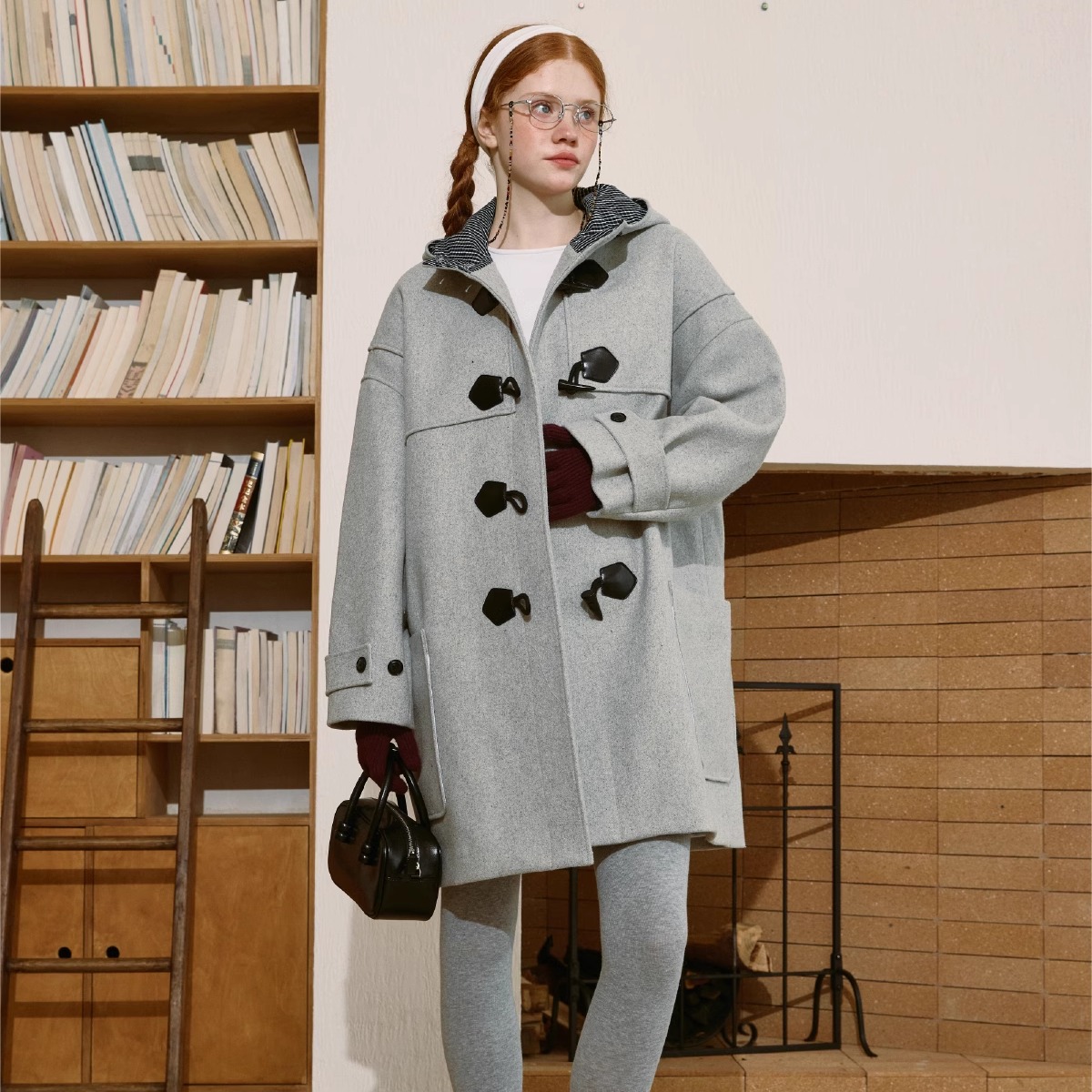 灰色羊毛混纺女装学院风