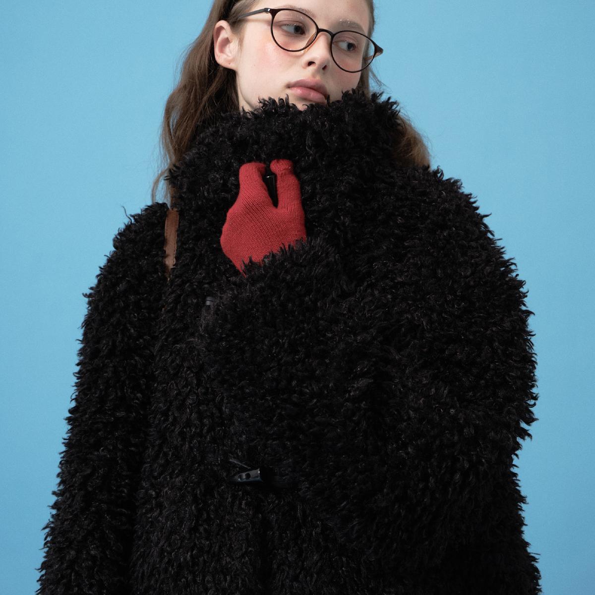 demi et demiLove actually可爱冬日毛茸茸温暖短款环保皮草外套