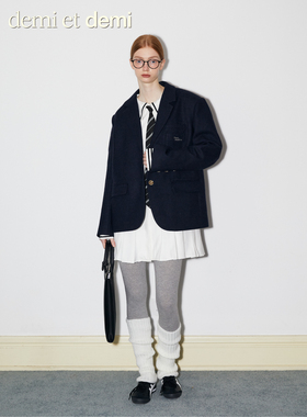 demi et demi·羊毛混纺知识分子廓形复古格纹西装