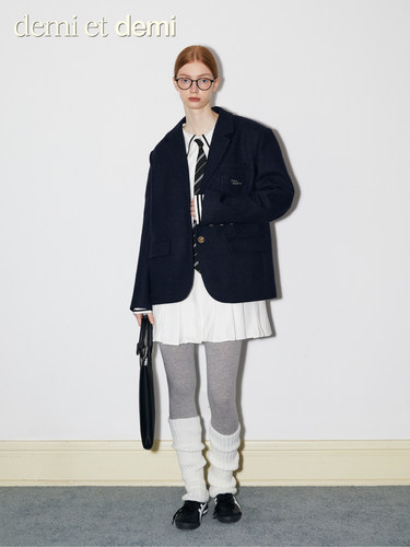 羊毛混纺西装demietdemi复古