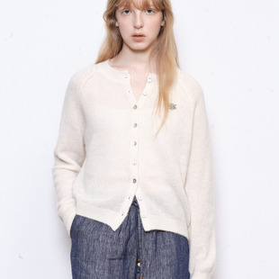 demi et demi Before Sunrise40%羊驼毛30%绵羊毛米圆领针织开衫