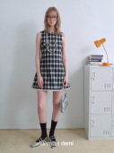 demi 连衣裙 格纹双色优雅可爱收腰无袖 赵露思同款