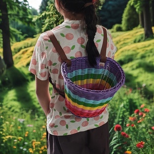 儿童背篓表演舞蹈道具活动背篼玩具拍照采摘篮