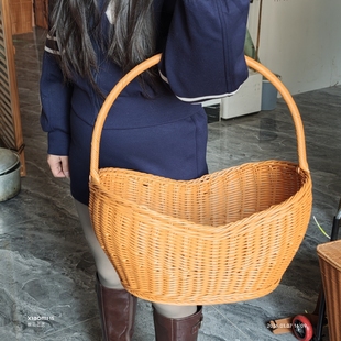 仿藤编织买菜篮子手提野餐收纳筐仿藤大号手工文艺水果采摘