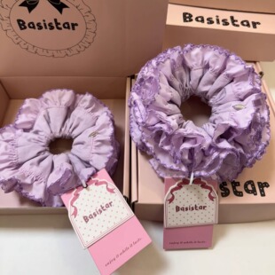 BASISTAR 重工重褶手作大肠发圈法式丸子头发圈 原创 淡淡的紫色