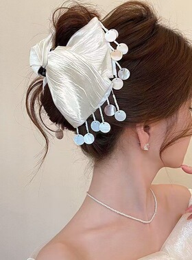 海岛日记~抓夹女贝壳流苏三角鲨鱼夹2026新款发夹百搭氛围感发饰
