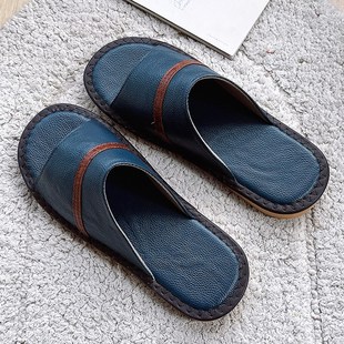 高端真皮凉拖鞋 情侣居家用室内防滑软底不臭脚男 女牛筋底静音夏季