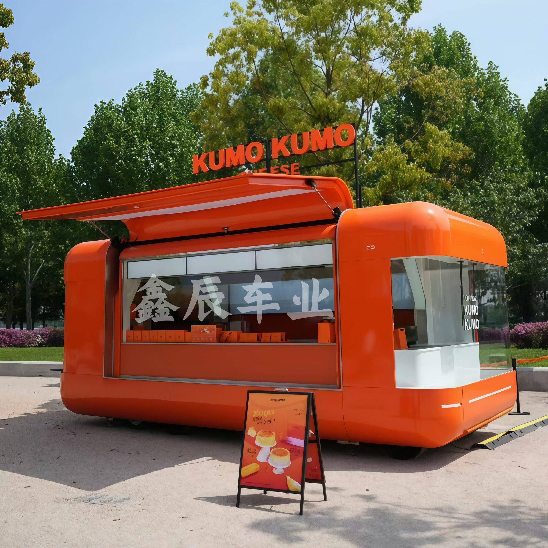 网红移动咖啡餐车鸥翼门云仓小吃车商业街摆摊多功能手推移动餐车