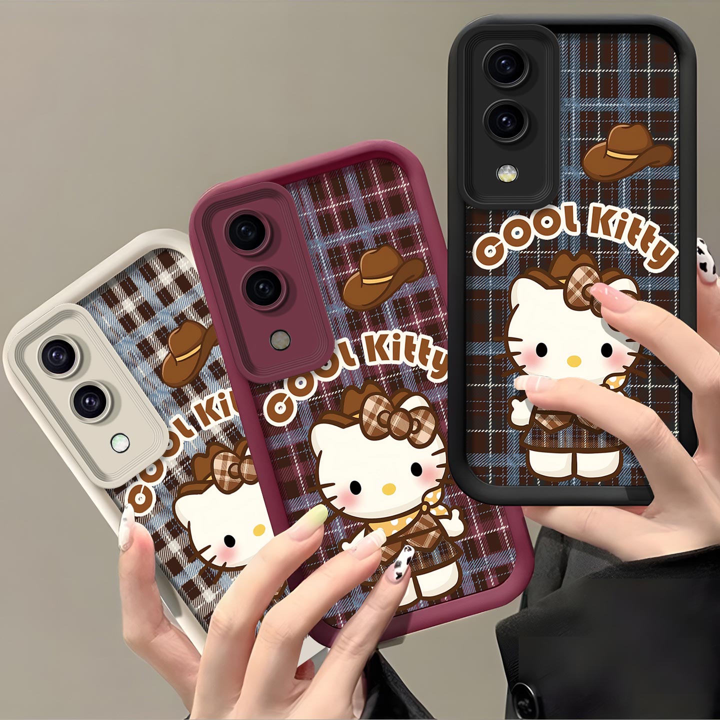 格纹KT猫适用vivo Y36s手机壳y36全包式Y36i气囊加厚防摔硅胶软壳V2218A高颜值保护套磨砂可爱创意新款手机套