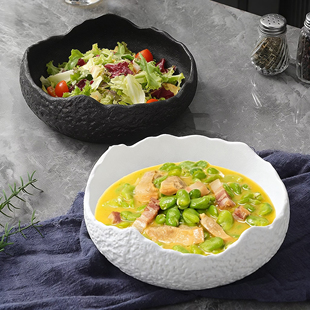 陶瓷石纹冷菜盘创意水果盘沙拉意面甜品碗异形餐具特色意境菜高级