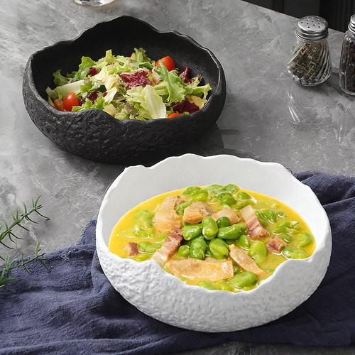 陶瓷石纹冷菜盘创意水果盘沙拉意面甜品碗异形餐具特色意境菜高级