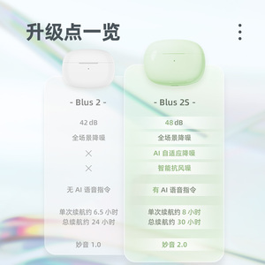 魅族魅蓝Blus2S主动降噪耳机入耳式真无线耳适用魅族17/18/20手机