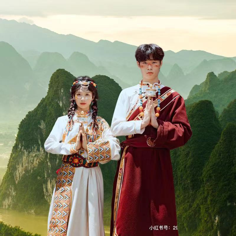 写真藏袍双面麻高端面料2023