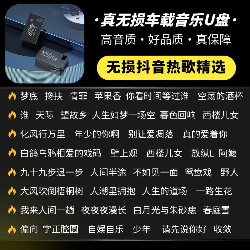 车载U盘无损音质2026新款汽车抖音热门流行DJ歌曲真WAV音乐U盘