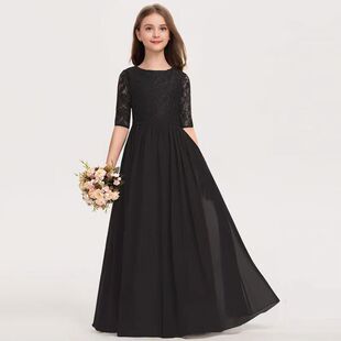 儿童钢琴表演女童礼服管乐团演出蕾丝中袖主持人小提琴钢琴演出服