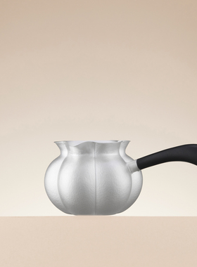 花口公杯侧把煮茶器130g350cc 银泡泡纯手工足银9999公道杯赠送礼