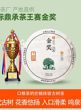福元昌茶厂2023年金奖三月357g易武普洱茶生茶古树茶叶正山纯料