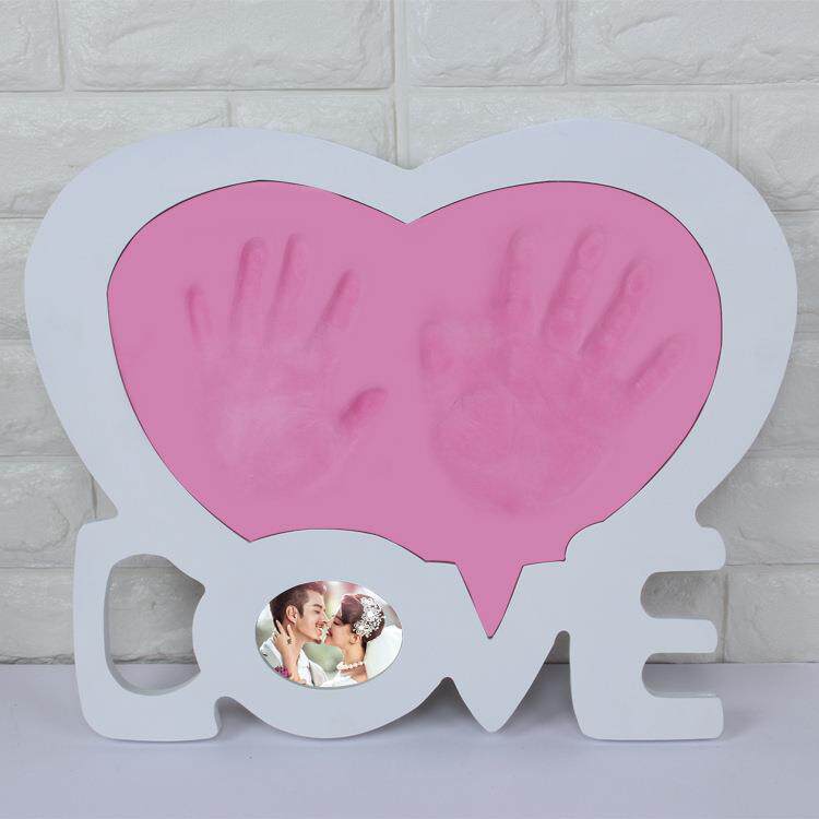 情侣手印泥手足印结婚纪念品创意手模婚庆摆件单心LOVE