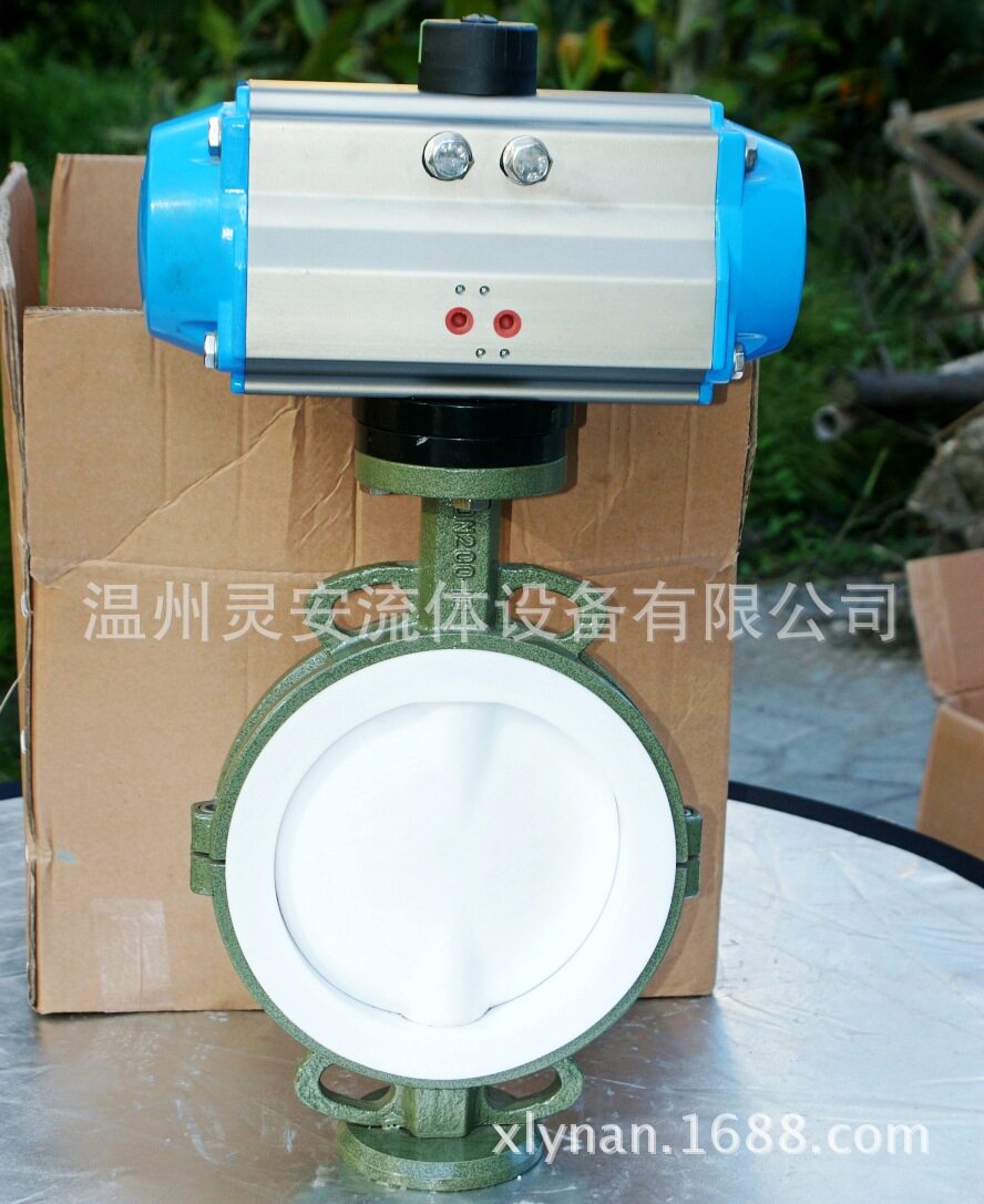 DN80气动全衬氟蝶阀 对夹式气动防腐蝶阀 铸钢衬氟蝶阀 化工蝶阀
