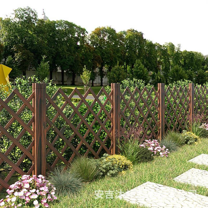 大型防腐碳化木栅栏庭院咖啡馆茶园隔断栅栏藤蔓类植物花架爬藤架