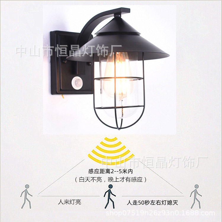 美式户外壁灯防水过道走廊灯欧式仿古室外阳台别墅庭院大门灯led