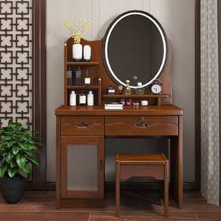 全实木梳妆台卧室现代简约化妆桌多功能收纳柜一体小户型实木家具