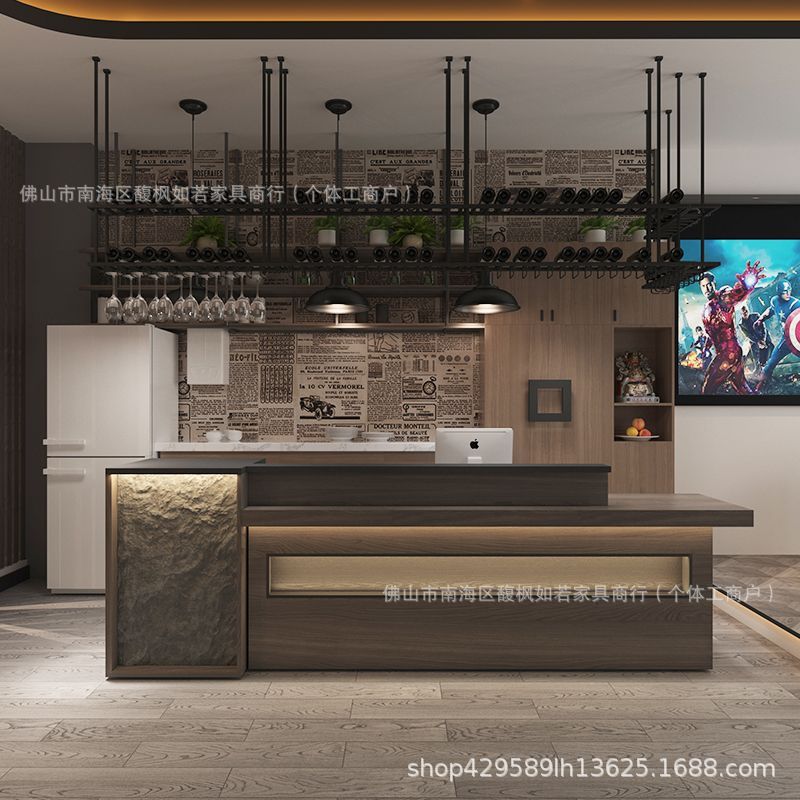 复古艺术收银台养生馆多功能吧台服装店工业风接待台商铺高端柜台