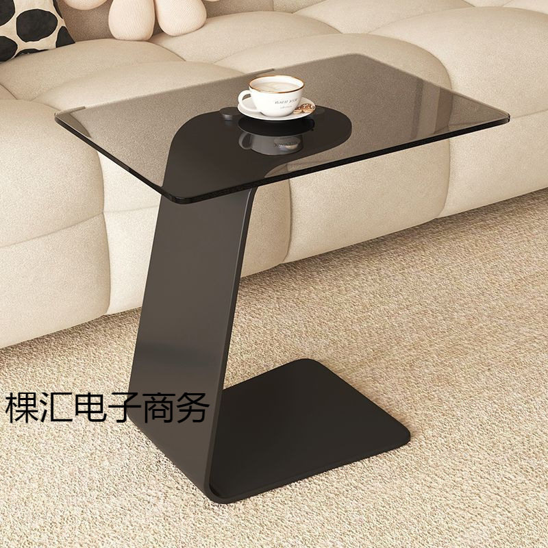 欧式轻奢C型钢化玻璃茶几