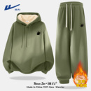 运动休闲裤 新款 子加绒加厚两件套Z 男冬季 回力羊羔绒保暖卫衣套装