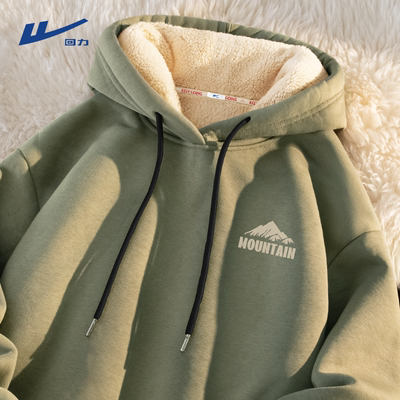 回力加绒羊羔绒重磅连帽卫衣