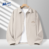 衬衫 男春夏季 薄款 回力长袖 冰丝凉感衬衣vintage美式 复古叠穿外套Y