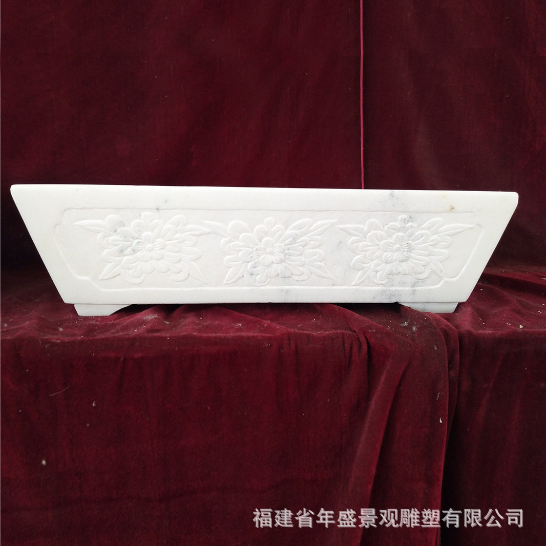 仿古汉白玉假山石盆石雕盆景
