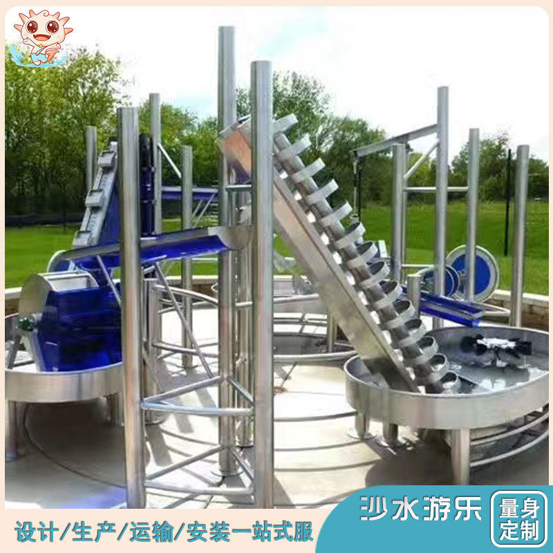 户外公园不锈钢戏水设备水阀水车阿基米德取水器儿童玩水游乐设备