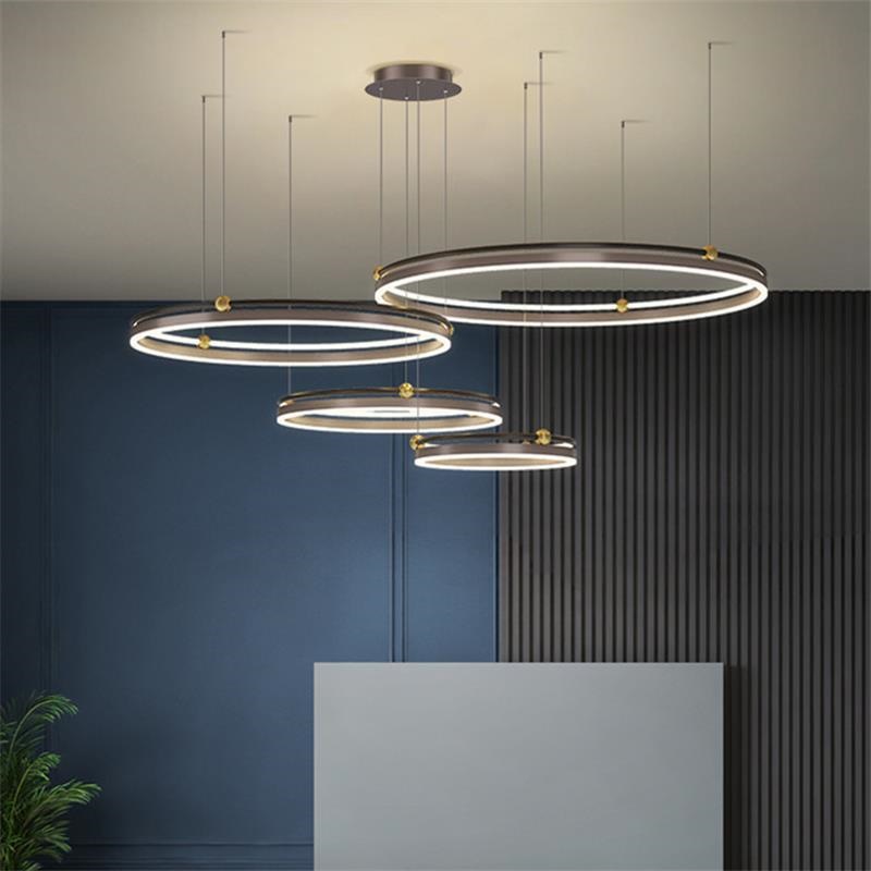 北欧餐厅吊灯后现代客厅卧室书房LED创意设计时尚圆环组合餐厅灯