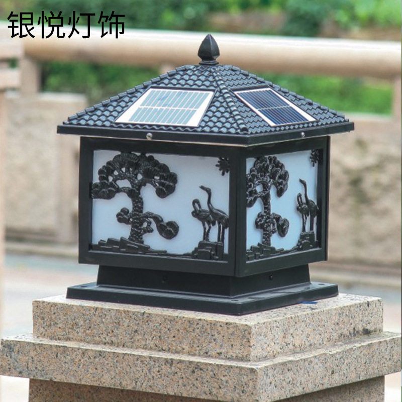 太阳能围墙灯LED柱头灯大门灯防水墙头灯别墅花园庭院现代中式