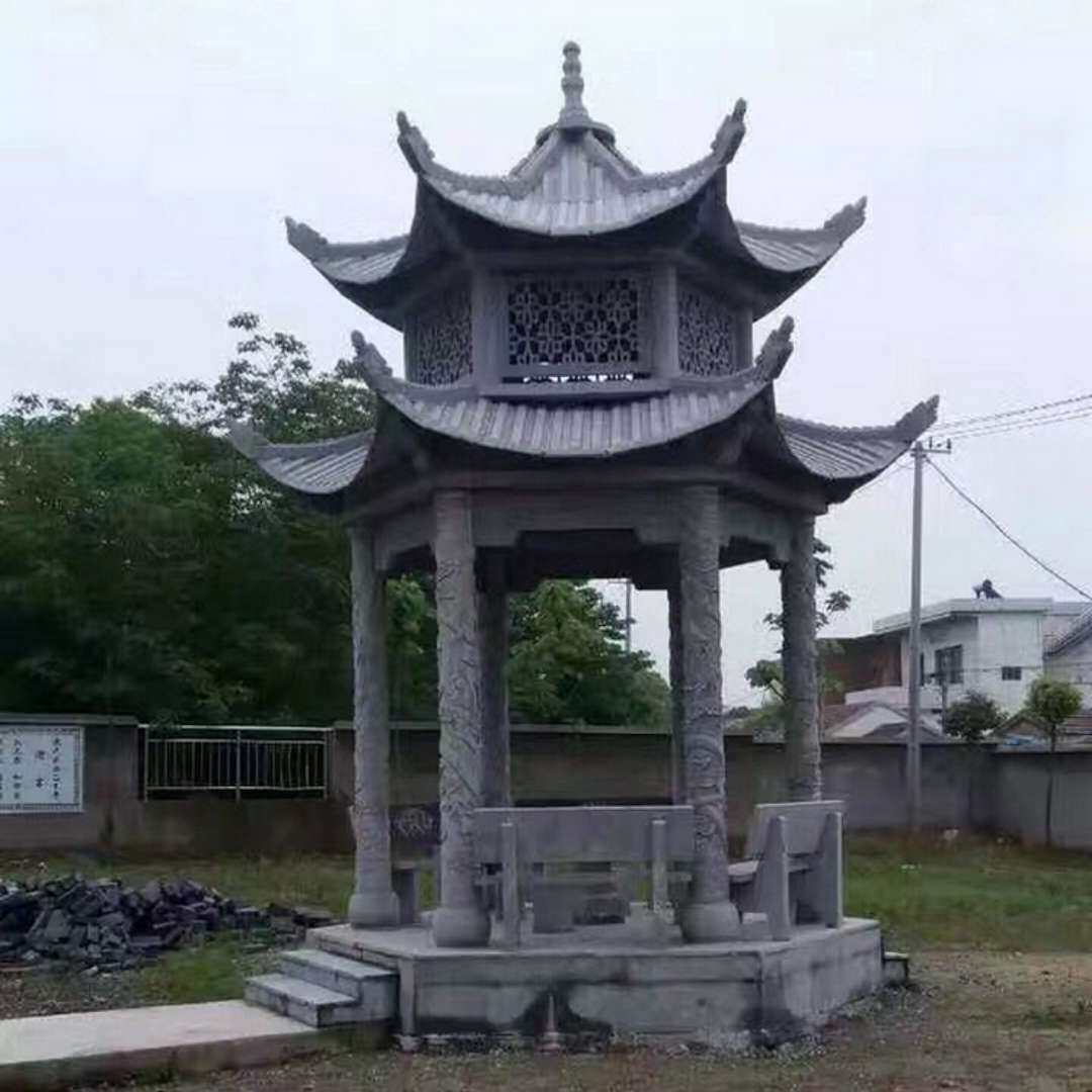 嘉祥浩佑石材定做晚霞红石雕凉亭花岗岩景区户外现货